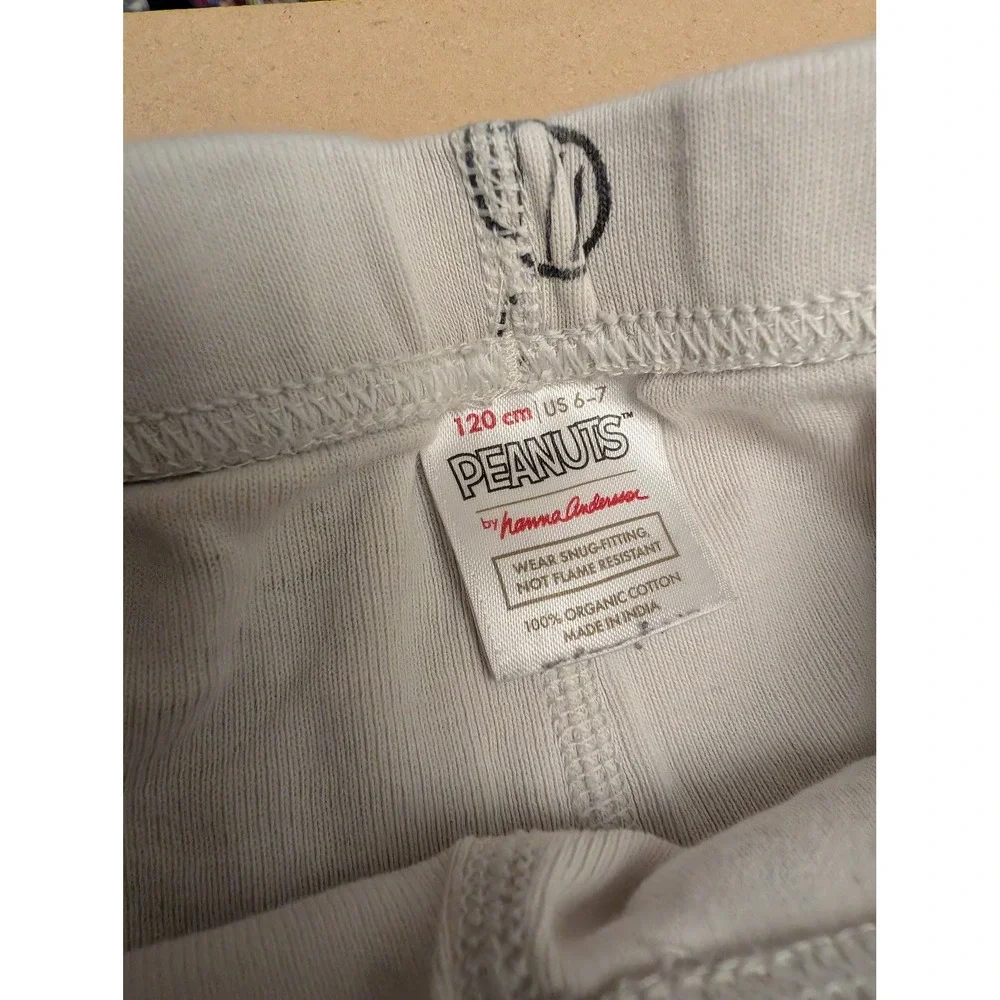 Hanna Andersson Peanuts Snoopy Heart Pajama Pants Kids‎ 6-7 Sleepwear Organic